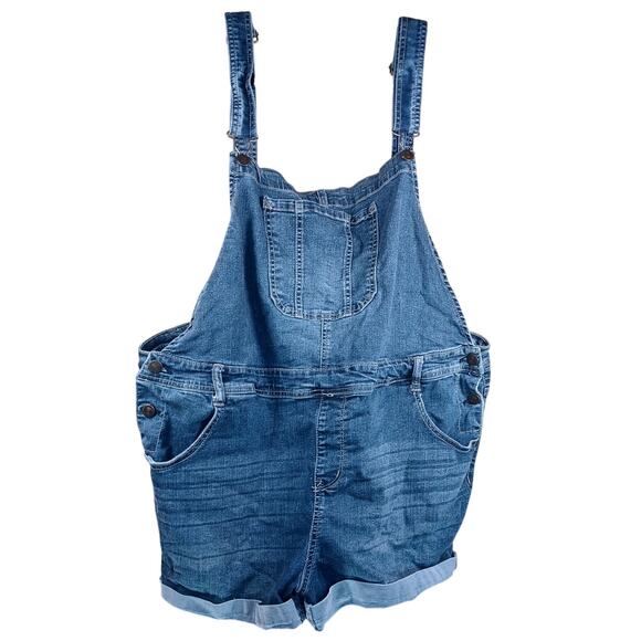 Wallflower Denim - WallFlower Denim Shortalls Women's Size 2X Blue Jean Overalls Adjustable Straps